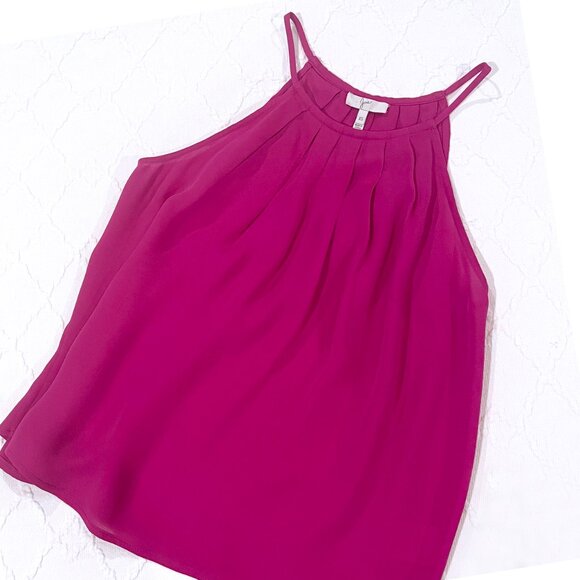 Joie NWOT Fuchsia Pink Silk Tank Cami Blouse Top with Pleat Detail Size XS - Picture 2 of 4